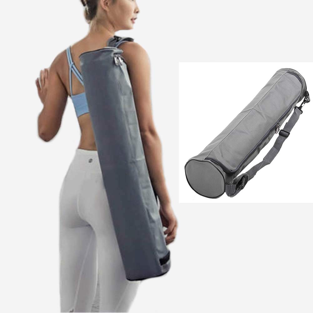 Dusenly Portable Waterproof Yoga Mat Carry Bag - Durable Water-resistant Oxford Cloth Canvas Fitness Pilates Shoulder Bag (Grey)