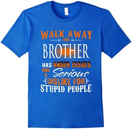 Mens Family family shirt Walk away this BROTHER has angel issues Medium Royal Blue