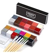 CCbeauty Professional Face Paint Oil 24 Colors Body Art Party Fancy Make Up with 6 Wooden Brushes