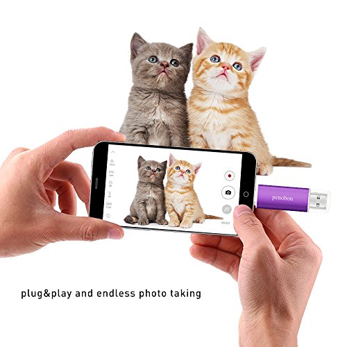 penobon USB Thumb Drives OTG Android Flash Drives 32GB Flash Drive Metal USB Memory Sticks for Computer USB Flash Drives 32GB Water&Shcok Resistant Color Frosted Purple - Thumbnail 2