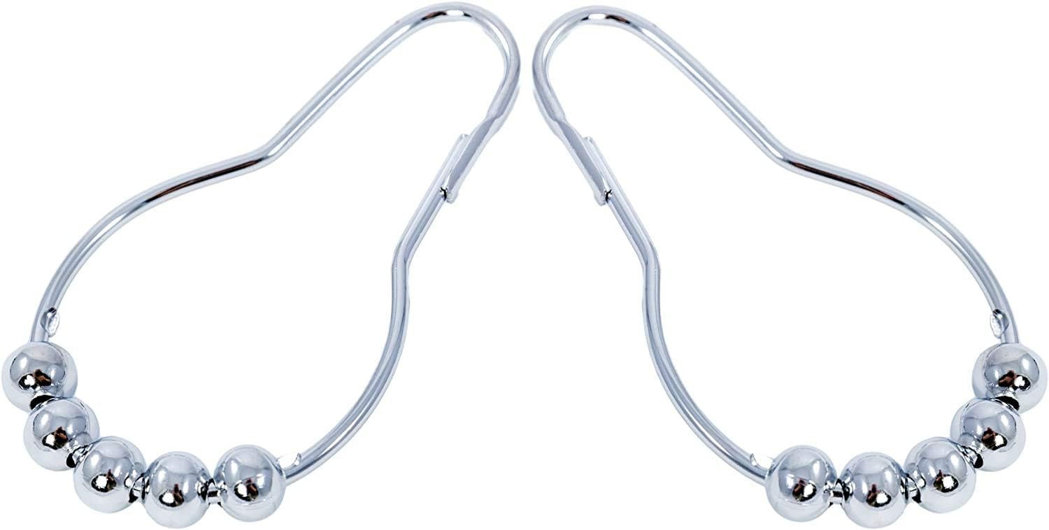 Roller Shower Curtain Rings for Decorative Bathroom made of Metal Chrome, CurtainRollers [Set of 12]