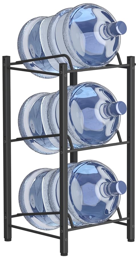 Photo 1 of mocomax 5 Gallon Water Jug Holder, Detachable 3 Tier Water Bottle Holder, Heavy Duty Water Jug Rack with 3 Slots, Water Bottle Storage for Home, Office, Garage, Black
