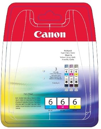 Canon BCI-6 C/M/Y Original Tintenpatronen, Multipack je 13ml cyan, magenta, gelb