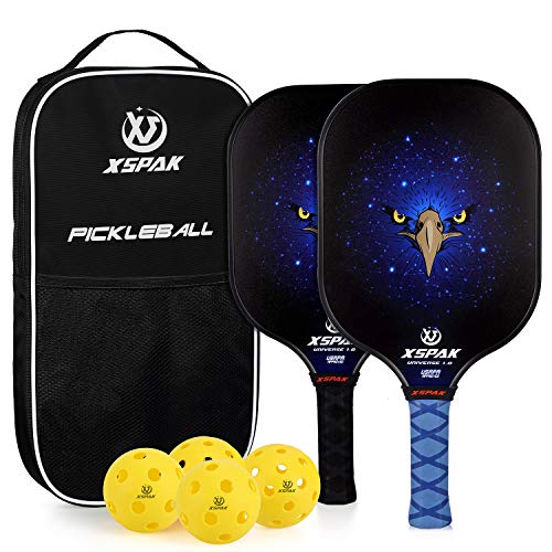 XS XSPAK Pickleball Paddles Set of 2, Pickleball Paddles Set Including Bag, 2 Indoor Balls and 2