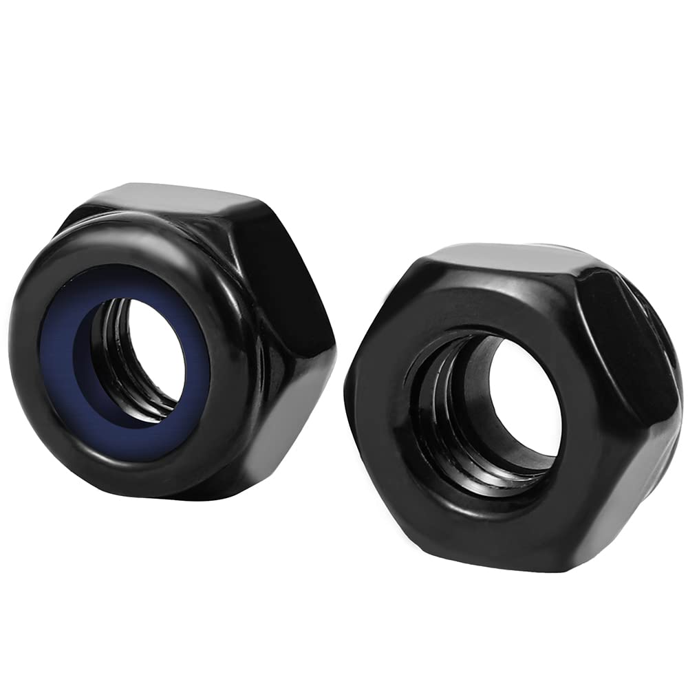 Photo 1 of MewuDecor M4 Metric Black Nylon Insert Hex Lock Nuts Locknuts, Stainless Steel 18-8 (304), Black Finish, 100 PCS