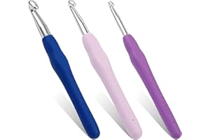 MAYBOOS 3 Sizes Crochet Hooks,Ergonomic Arthritis Handle,5.5 inch Long Beginner's Knitting Needle and Color Soft Handle Smooth Knitting Needle DIY Knitting Kit for Knitting Sweaters,Scarves and Hats