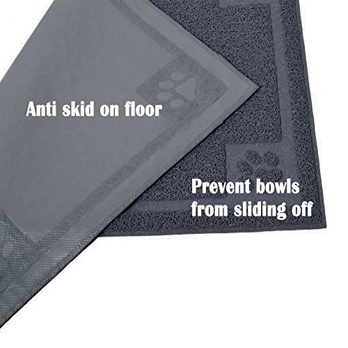 H&ZT Pet Feeding Mat,Pet Bowl Mat for Dogs and Cats,Non-Slip Absorbent Waterproof Dog Food Mat (35"x24", Grey) - Thumbnail 2
