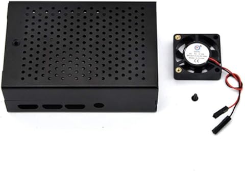 ILS - Carcasa porosa de aleación de aluminio + ventilador de refrigeración Kit DIY Funda protectora de metal poroso radiante para Raspberry Pi 4B