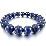 INBLUE Men,Women's 12mm Energy Bracelet Link Wrist Energy Stone Blue Buddha Mala Bead