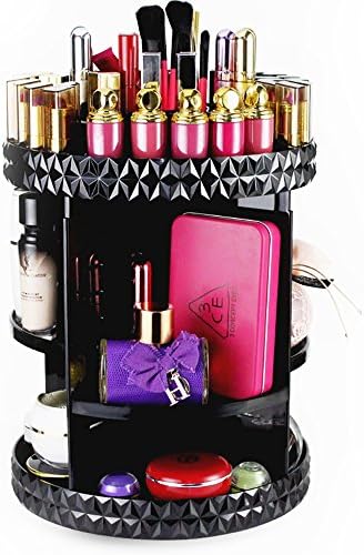Corldif Hight Quality Makeup Organizer  Acrylic 360°Rotation Countertop 7 Tier Swivel Adjustable Multi-Function Cosmetic Storage Box, Large Capacity (D 10.63H 13.58Inch)