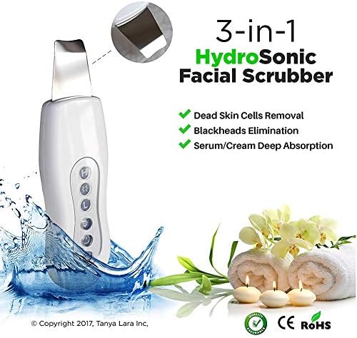 Tomorrow Sun Shine Skin Scrubber Spatular Blackhead Removal Skin Peeling Acne Extractor Pores Cleanser Facial Skin Care Beauty Device Gentle Hydro Exfoliation Cordless White