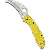Spyderco Tasman Salt 2 Folding Pocket Knife, SpyderEdge | 7" Overall Length, 2.9" H-2 Steel Blade, Yellow, FRN Handle, Back Lock, Hollow Grind