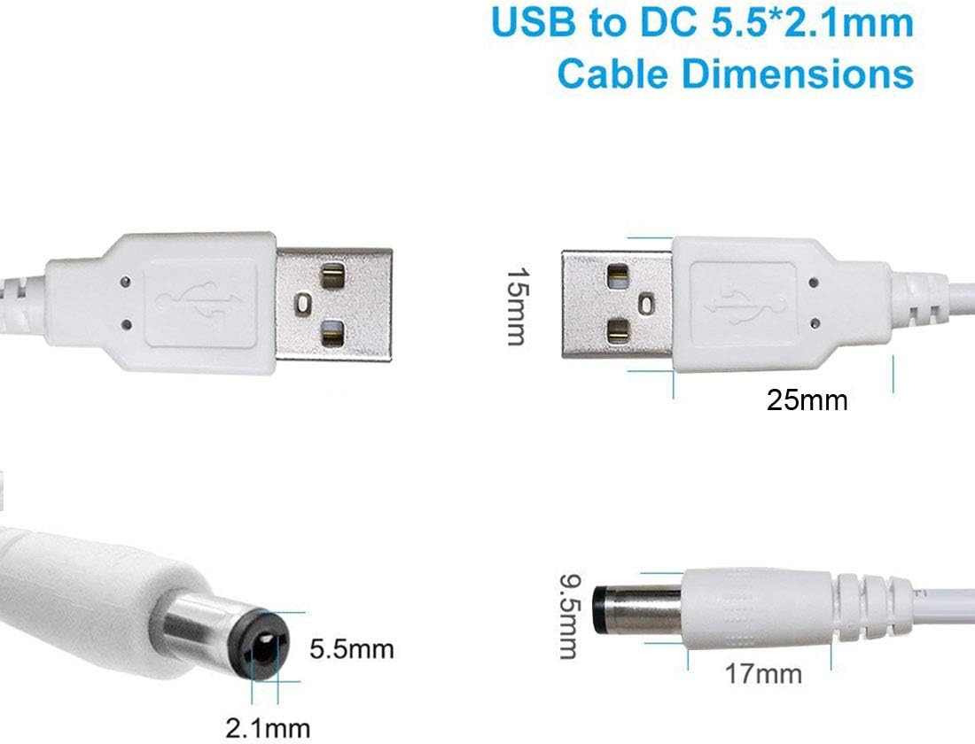 Liwinting 1.5 m / 4.92 Feet USB to DC Male, 5 V USB to DC Cable, 5.5 x 2.1 mm DC Plug Socket Converter Power Charging Cable - Image 3