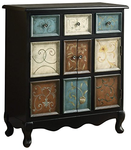 Monarch Apothecary Bombay Chest, Distressed Black/Multi-Color