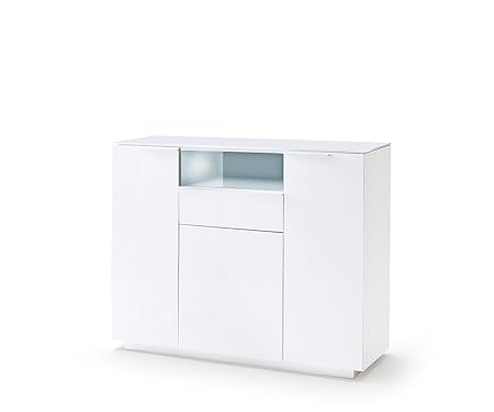 Robas Lund, Schrank, Schuhschrank,Garederobe, Canberra II, Hochglanz/weiß, 125 x 105 x 41cm, CAN44T87
