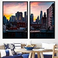2 Piece Framed Canvas Wall Art Beautiful Sunset Canvas Prints Home Artwork Decoration for Living Room,Bedroom - 16