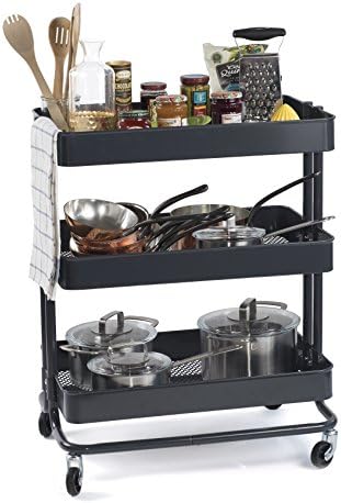 Multipurpose Rolling Utility Cart Ideal for Arts and Crafts Bar Storage Kitchen Bathroom or Nursery Metal Dark Gray Large 24 Inch