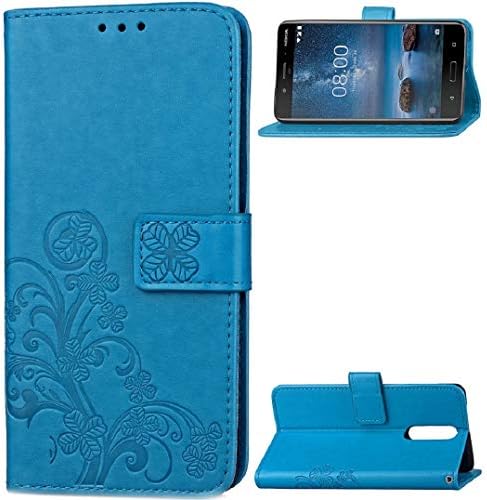 Nokia8 Stand Case, Portable Foldable Grass Flip Useful Devise Cards Slots Cover, LICHE Scratch Protect Slim Thin Wallet Phone Light Case for Nokia 8 Blue