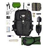 Tactical Backpack + Hydration Bladder, Pre-Filled with Emergency Tools & Survival Gear
