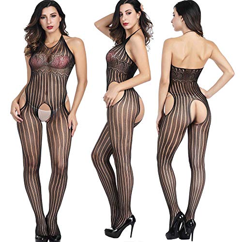 Donna-Collant-sexy-calze-con-cinghe-a-rete-calzamaglia-Nero-3-Pairs