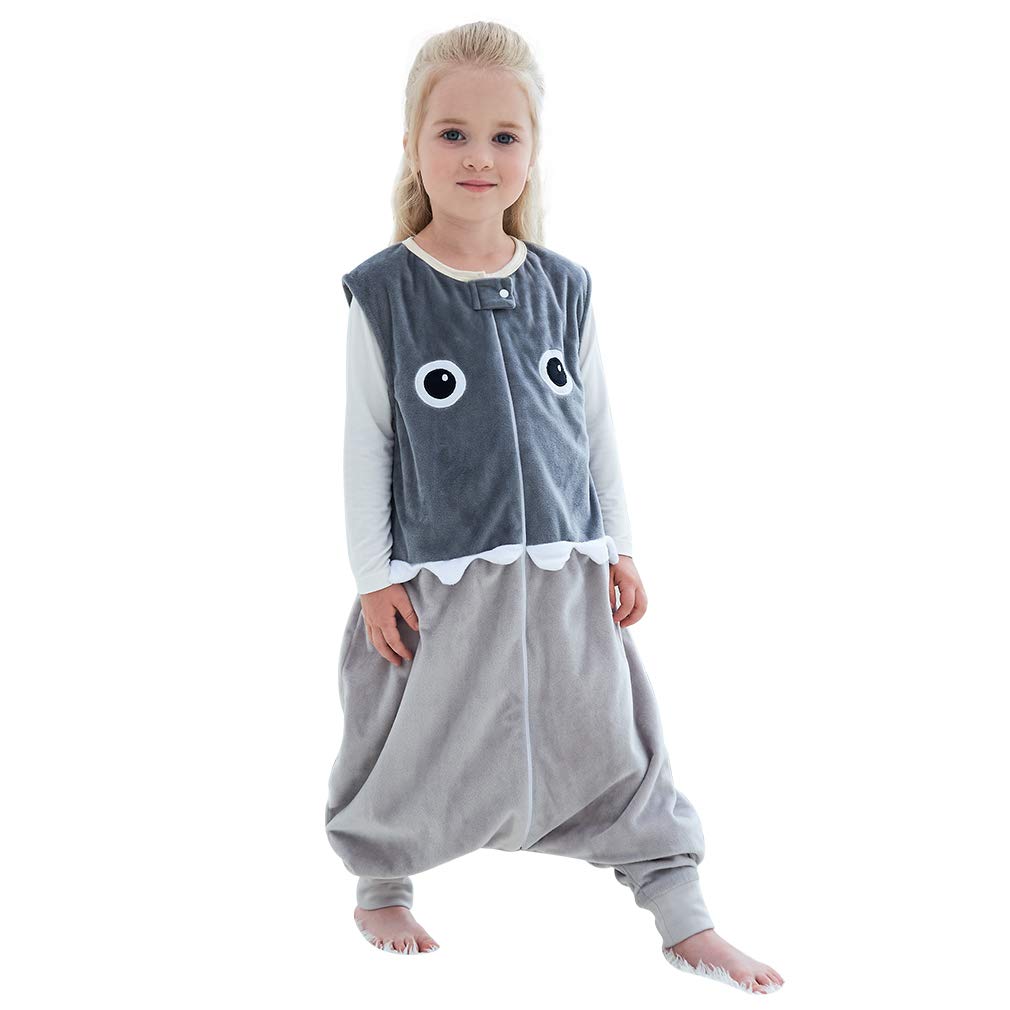COOKY.D Unisex Sleeveless Newborn Baby Boys Girls Zip Sleeping Bag with Feet Cute Kids Nursery Bedding Wearable Blanket, 3-5 Years, Grey Shark