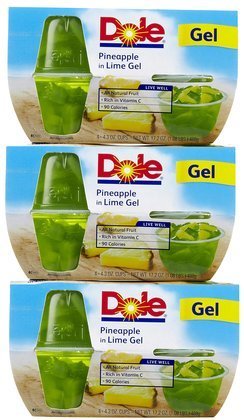 DOLE FRUIT BOWLS, PINEAPPLE IN LIME GEL, 4-COUNT, 4.3 OUNCE EACH