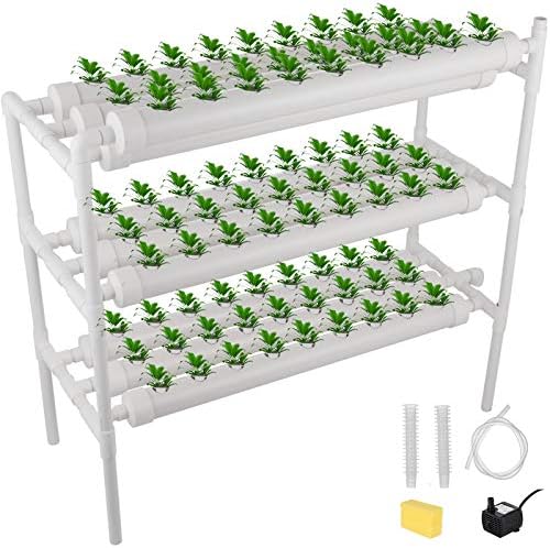ShunLight Hydroponic Plant Pipe 90 Site 10 Pipe Hydroponic Grow Kit Pipe Home Balcony Garden Grow Kit with Nest Basket Water Pump and Sponge (90Site 10Pipe)
