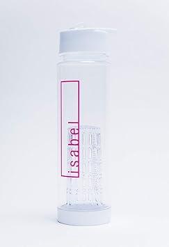 deinzigartig Trinkflasche mit Fruchtsieb - pink - personalisiert mit Namen - Wasserflasche mit Früchtebehälter