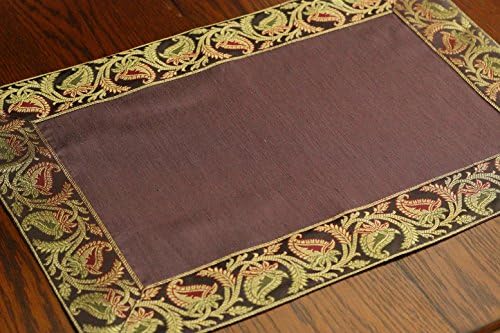 Banarsi Saree Border Placemats, Set of 6 (Brown)