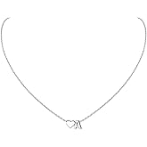 ChicSilver 925 Sterling Silver Heart Initial Necklaces for Women -Dainty Personalized Heart Pendant Letter Alphabet Necklace for Women