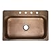 Sinkology SK101-33AC-4 Angelico 4-Hole Drop-in 33-in Single Bowl Copper Kitchen Sink