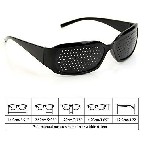 Vision Correction And Improvement Glasses, 2-Pack, Black Rectangle Goggles With Small Holes, Eyesight Protection Eyewear Prevention Of Near Eyesight Astigmatism Amblyopia