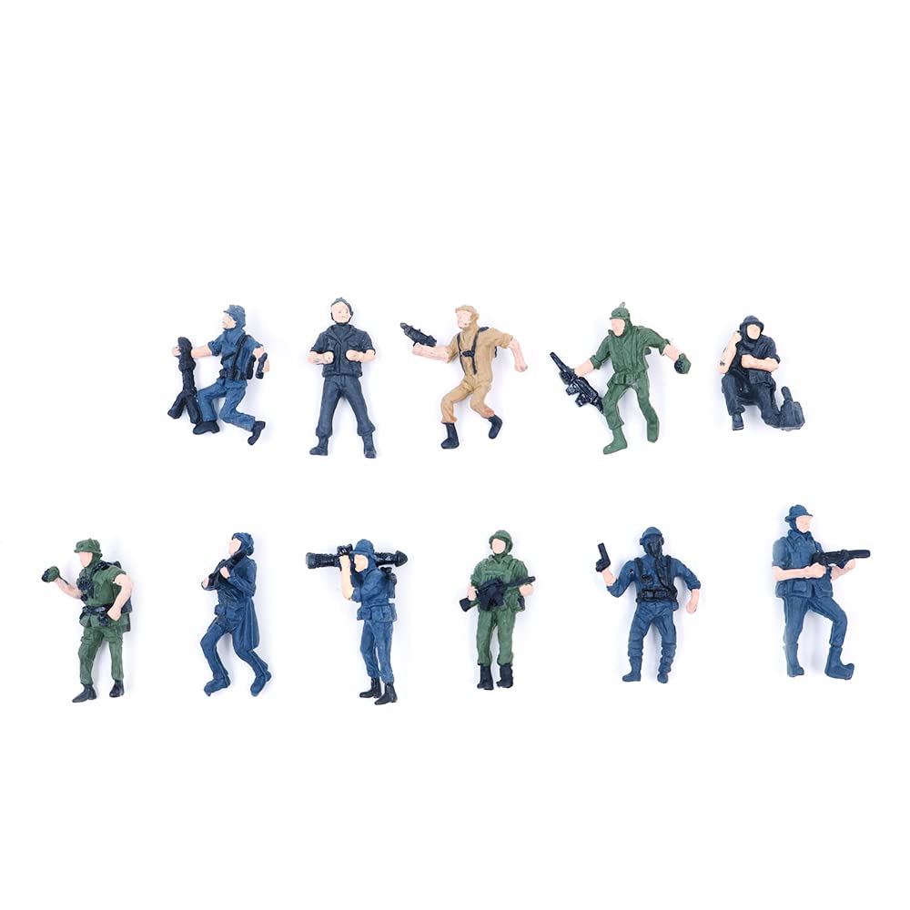 Tiardey 11PCS 1:43 Model Train People Passengers Plastic Mini People Like SWAT Appearance for Miniature Scenes Micro Landscape