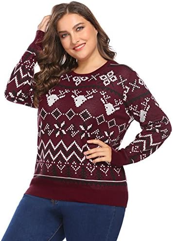 plunger Plus Size Women's Ugly Christmas,Reindeer Snowflake Midi Christmas Pullover Sweater Jumper 16W-24W/XL-5XL