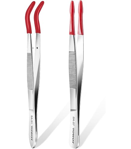 Pinces à épiler Avec Embouts Caoutchouc - Lot De 2 Pinces Enduites PVC Noir/rouge, Longueur 4,3 Pouces, Neuves