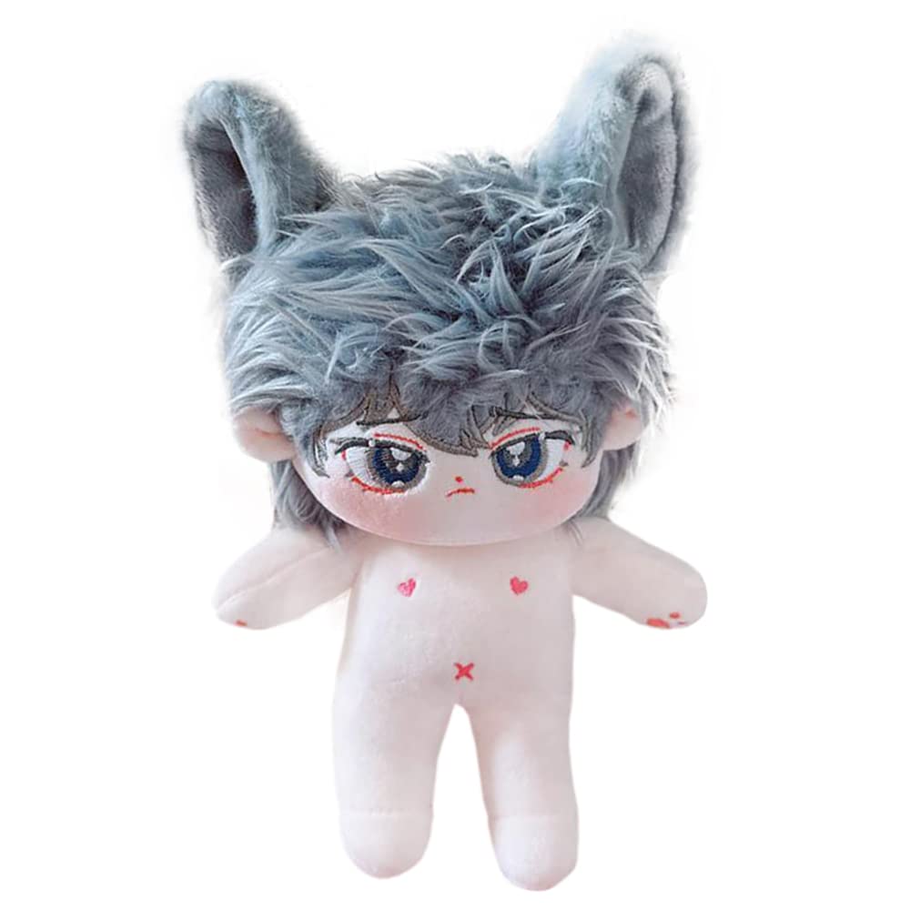 niannyyhouse 20cm Plush Doll Grey Humanoid Stuffed Body Ears no Attribute Normal Body Wearable Clothing Dress Up (with skeleton)