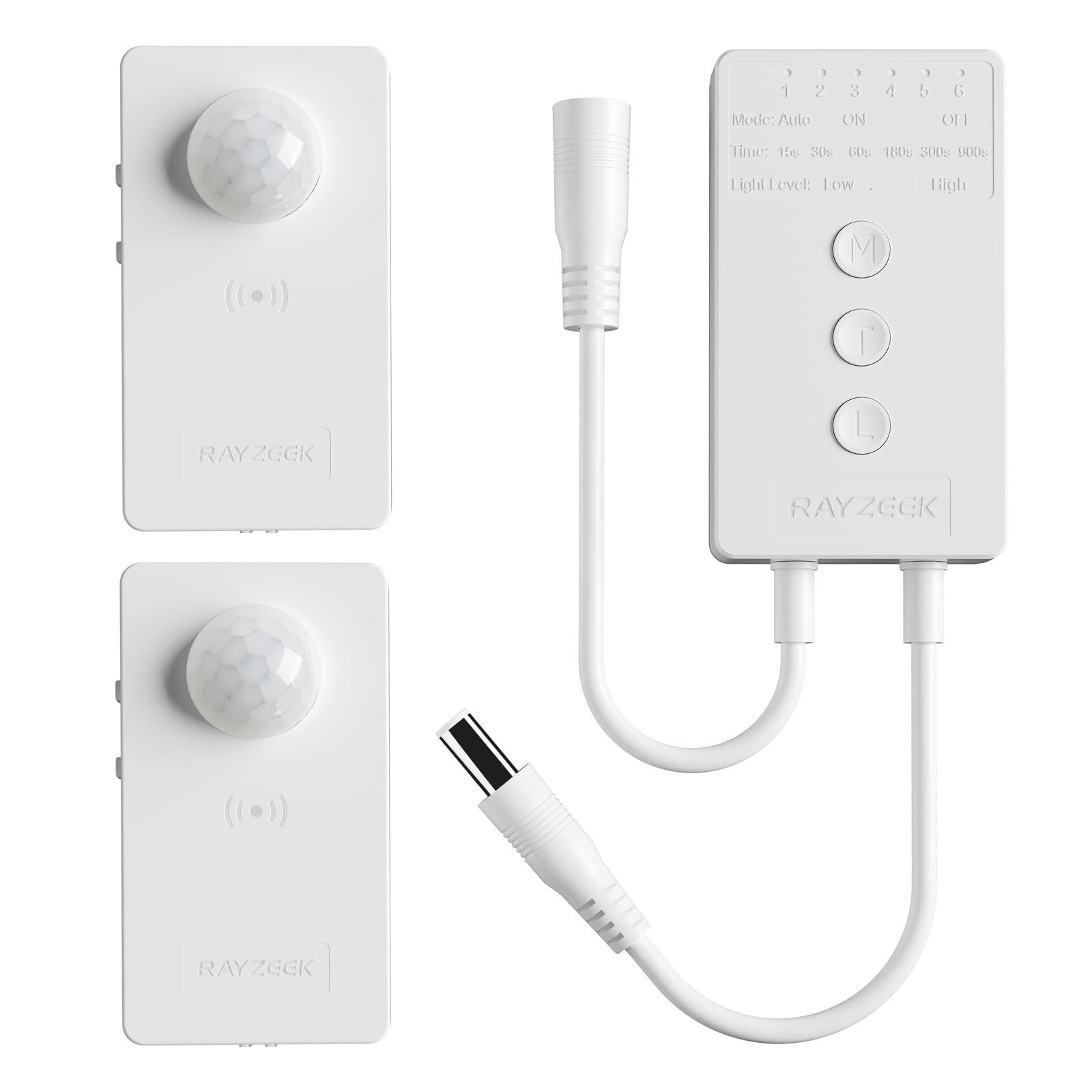 RAYZEEK Wireless Motion Sensor Controller Kit,12/24VDC Mini RF Wireless Controller with PIR Sensor,for Stairs,Under Bed,Garage(1 ×Controller+2 ×Motion Sensor) LED lights are not included