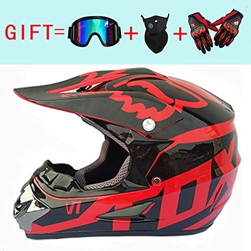 EIEI Dual Sports SUV Helmet Adult MX Off-road Motorcycle Am Mountain Bike Full Face Helmet (Glove Goggles Mask 4-piece Set)