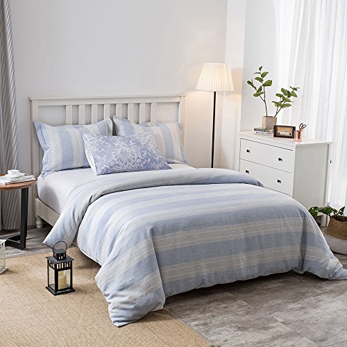 Merryfeel Yarn Dyed Linen,Luxurious 100% Pure French Linen Duvet Set - King