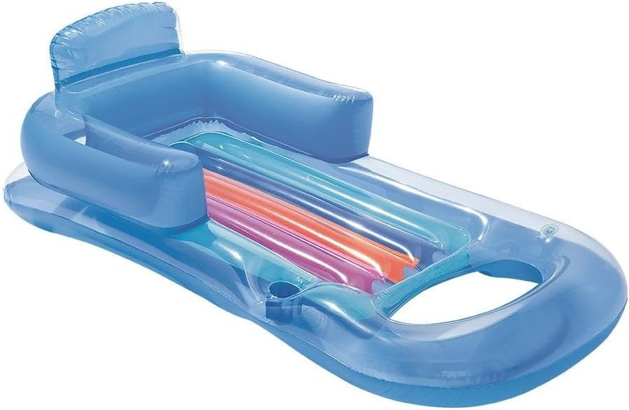 Bestway Pool Lounger Inflatable Float with Backrest Cup Holder 1.61m