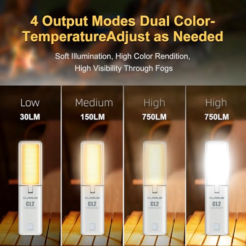 KLARUS CL2 Multifunctional Camping Lamp, 10000mAh Rechargeable Deformable Camping Lantern, 750 Lumens, 8 Lighting Modes, IPX5 Waterproof LED Lantern for Tents, Fishing, Emergency Hiking