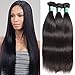 Msbeauty Hair Brazilian Remy Hair Silky Straight 3 Bundles Grade 5A Unprocessed Virgin Human Hair Weave Weft Mixed Length(20 22 24) Natural Color Tangle-free