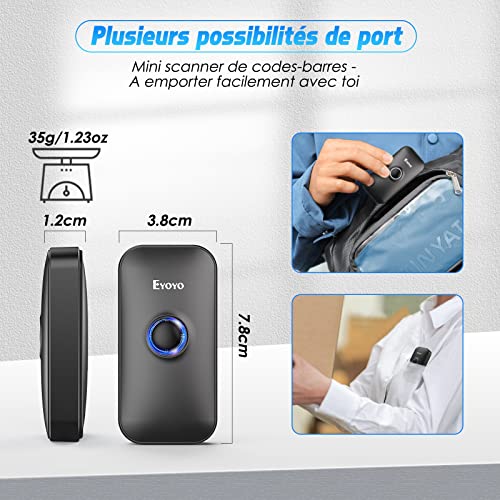 Eyoyo 2D Bluetooth Barcode Scanner, Wireless 1D QR Barcode Scanner for iPhone iPad, iOS, Android, PC Tablets POS