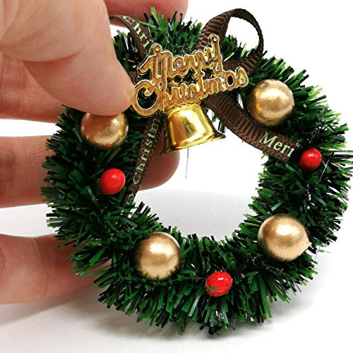 Wichtelhaus wichtel zubehör weihnachten weihnachtsgirlande Puppenhaus Zubehör 6 cm Mini Weihnachtskranz Miniatur… – Bild 4