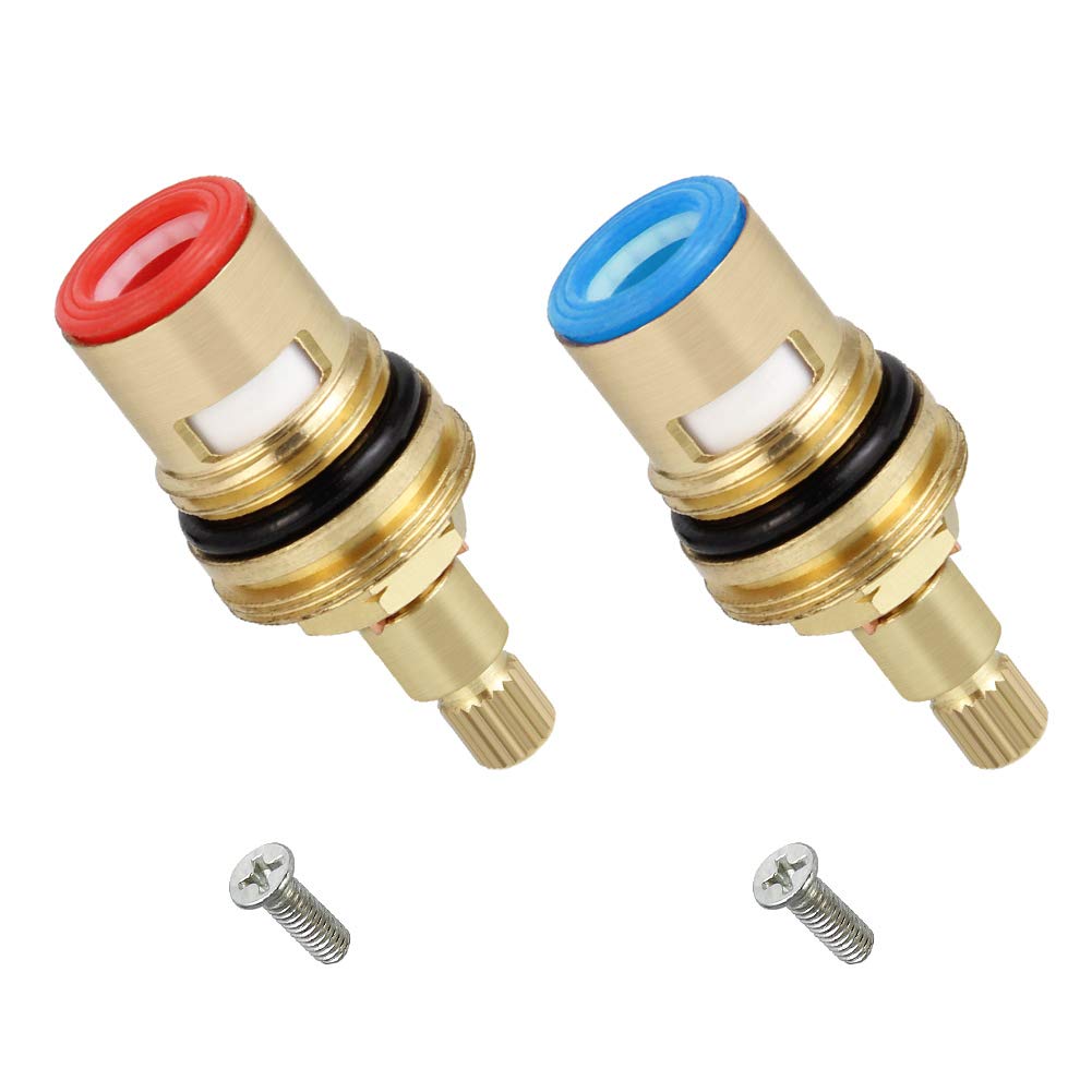 DECARETA Tap Cartridge 20 Gears Brass Disc Tap Hot & Cold Replacement Tap Ceramic Disc Taps for Bathroom Kitchen (Two 4mm Screws)