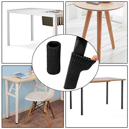 32 PCS Black Wool Knit Furniture Socks Maveek Chair Leg Floor Protector Chair Socks Elastic Polyester Floor Furniture Feet Covers Pads Knitting Socks Fit Furniture Leg Girth 1-1/2 to 2-1/4 Inches - Thumbnail 6