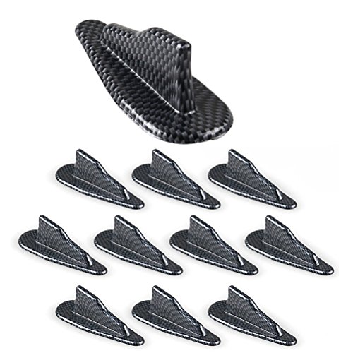 CosCosX 10 Pcs Mini Shark Fin Diffuser Vortex Generator Universal Car Truck SUV Roof Decoration Spoiler Wing Carbon Fiber Car Accessories New Style 2.95inch,Carbon