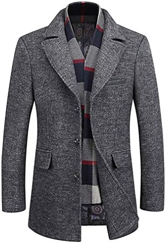 WULFUL Men's Wool Trench Slim Fit Pea Coat with Free Removable