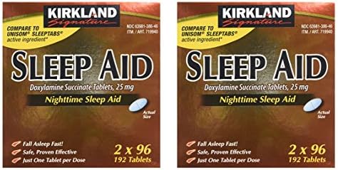 Kirkland Signature Sleep Aid Doxylamine Succinate 25 Mg, 192 Count, 2 Pack