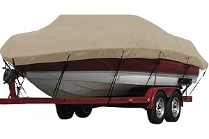Seamander Heavy Duty Polyester Boat Cover, Solution-Dyed Yarn Marine Grade,Waterproof Fits Bass Boat, V-Hull Tri-Hull Boat,Fish & Ski Boat, Runabout Bowrider Boat, 24' 25' 26' Foot